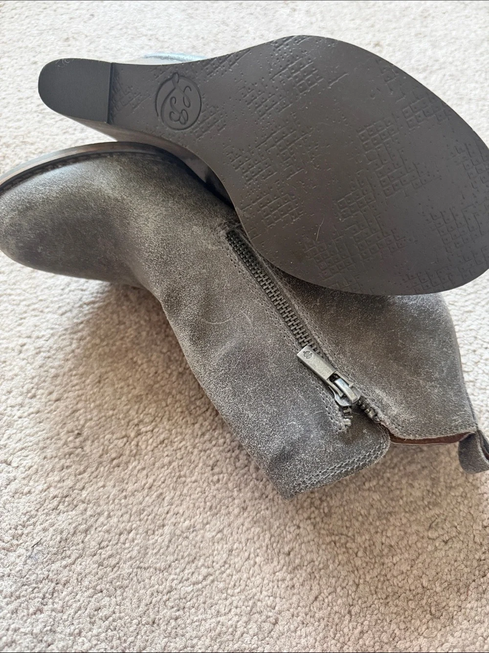 Lucky Brand Gray distressed Wedge Ankle Booties